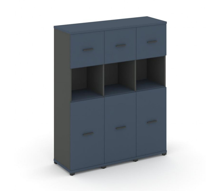 Концепт Шкаф 3 узкие секции, 4 ниши CN.STU-435 A Звездный Сапфир/Антрацит NEW/Металл Антрацит 1252*4