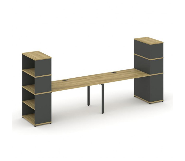 Концепт Рабочая станция с опорными стеллажами с надставкой выс. CN.ORS-216 Дуб Винченцо/Антрацит NEW