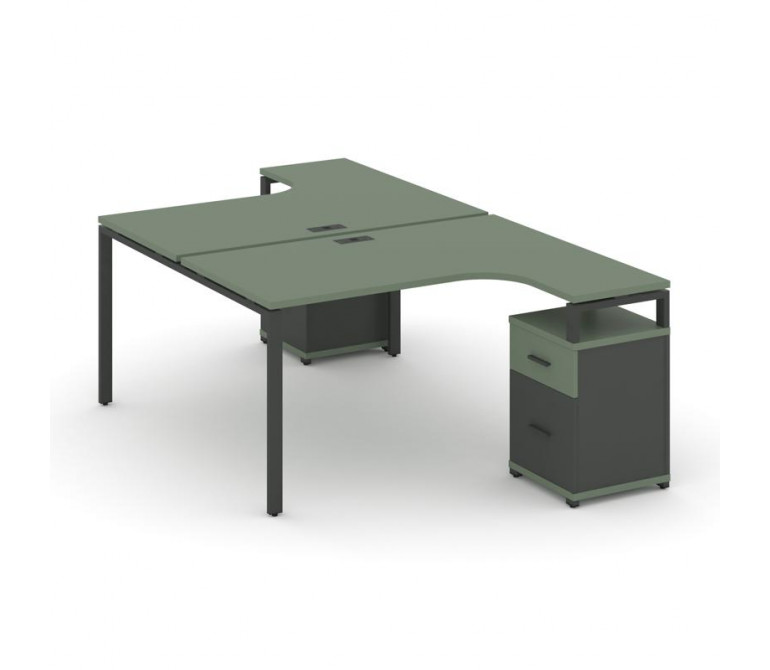 Концепт Рабочая станция с 2 опорными тумбами CN.DSA-308 A Кобо/Антрацит NEW/Металл Антрацит 1580*240
