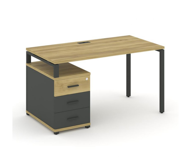 Концепт Стол письменный с 1 опорной тумбой CN.SP-302 A Дуб Винченцо/Антрацит NEW/Металл Антрацит 118