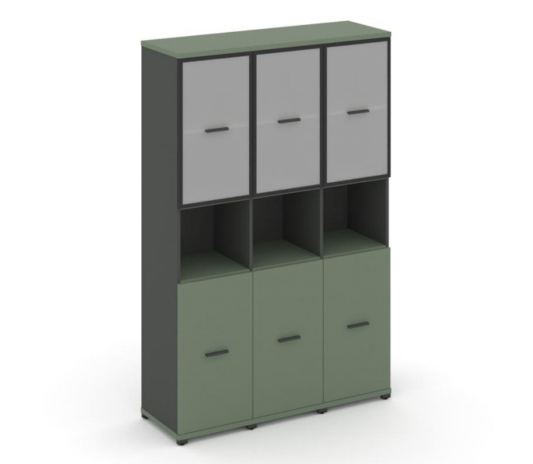 Концепт Шкаф 3 узкие секции, 5 ниш CN.STU-533 RMB A Кобо/Антрацит NEW/Металл Антрацит/Сатин 1252*420