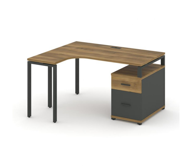 Концепт Стол эргономичный с опорной тумбой CN.SA-302(L) A Сандал Янтарный/Антрацит NEW/Металл Антрац