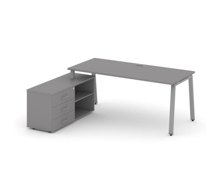 Стайл Проджект Директ Стол письменный с греденцией левой SN-6A.SRG-024.M(L) Серый Пепел/Металл Серый