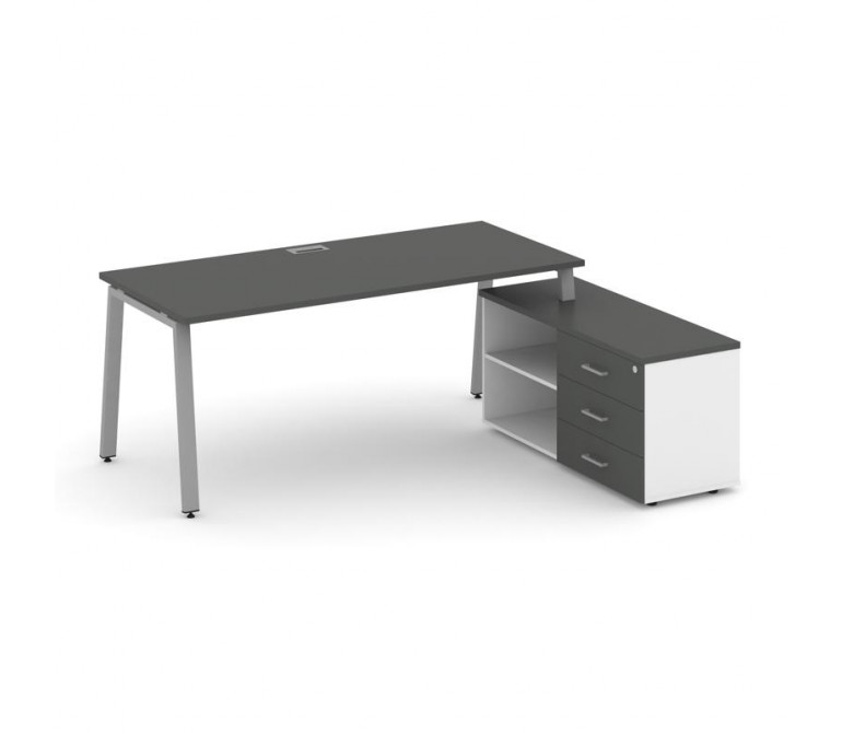 Стайл Проджект Директ Стол письменный с греденцией правой SN-6A.SRG-023.M(R) Антрацит NEW/Белый/Антр