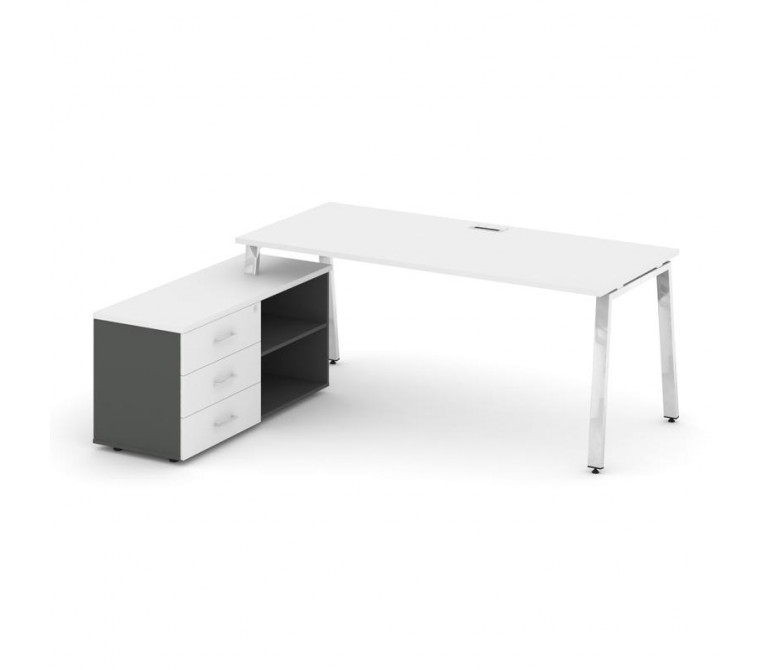 Стайл Проджект Директ Люкс Стол письменный с греденцией левой M-SN-6A.SRG-023.M(L) Белый/Антрацит NE