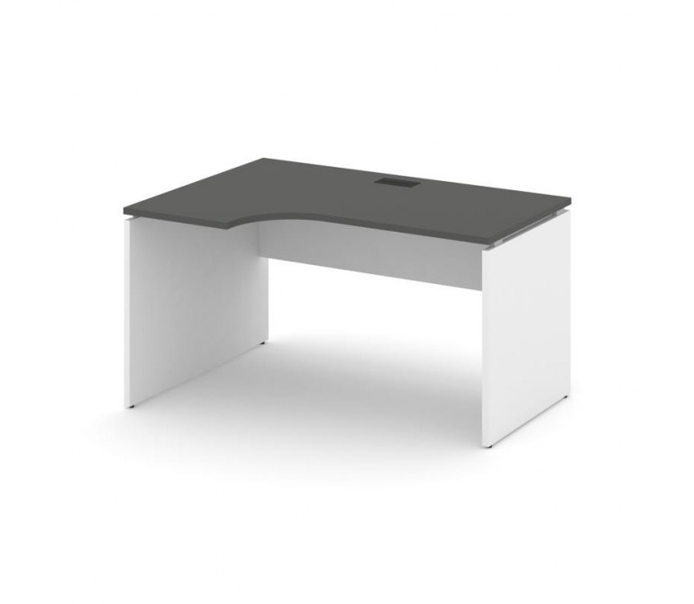 Стайл Проджект Стол рабочий эргоном. SN-D.SPA-001(L) Антрацит NEW/Белый/Черная Заглушка 1380*600/980