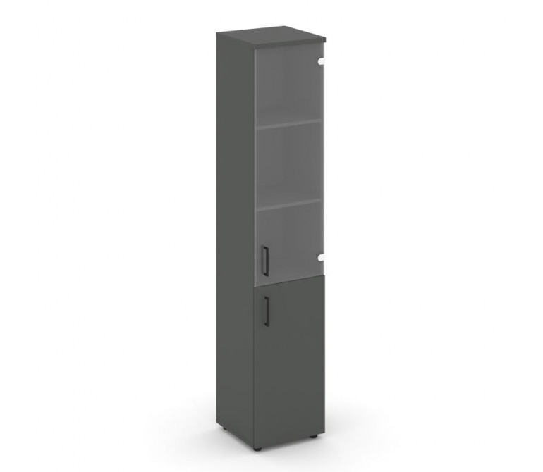 Стайл Проджект Шкаф высокий узкий SN.STU.E-102(R) Антрацит NEW/Прозрачный/Черный Ручки 400*400*1982