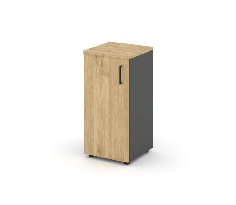 Стайл Проджект Шкаф низкий узкий SN.STU.E-301(L) Антрацит NEW/Тиквуд Светлый/Черный Ручки 400*400*83