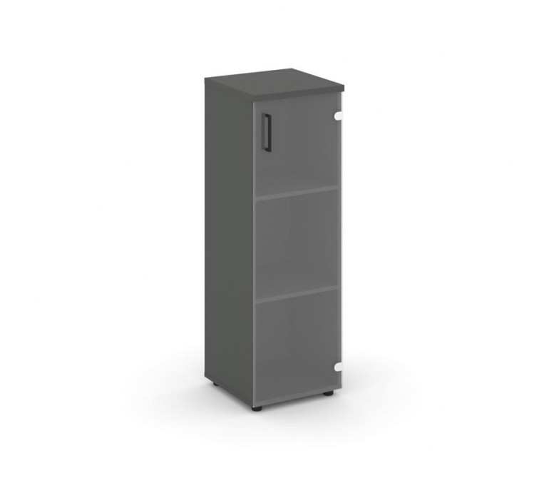 Стайл Проджект Шкаф средний узкий SN.STU.E-205(R) Антрацит NEW/Прозрачный/Черный Ручки 400*400*1203