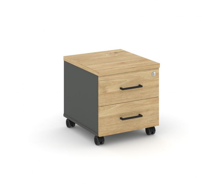 Стайл Проджект Тумба мобильная SN.TM-001 Антрацит NEW/Тиквуд Светлый/Черный Ручки 416*460*437