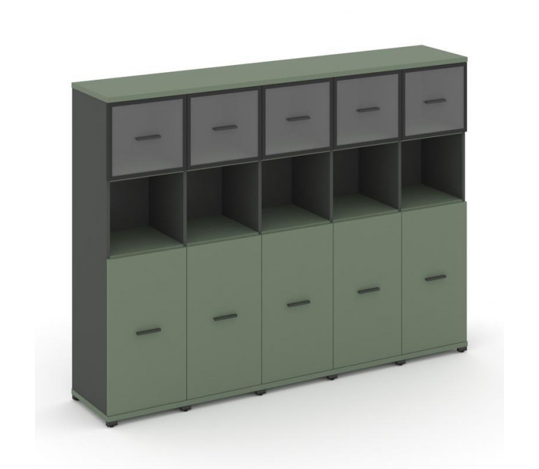 Концепт Шкаф 5 узких секций, 4 ниши CN.STU-455 RPB A Кобо NEW/Антрацит NEW/Металл Антрацит/Прозрачны