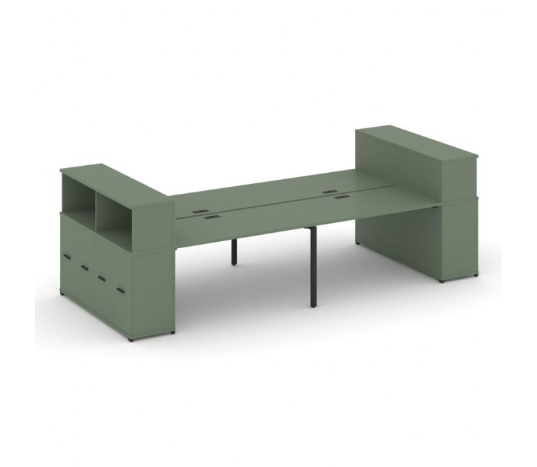 Концепт Рабочая станция с опорными распаш. шкафами с надставкой низ. CN.DRS-271 B Кобо NEW/Металл Че