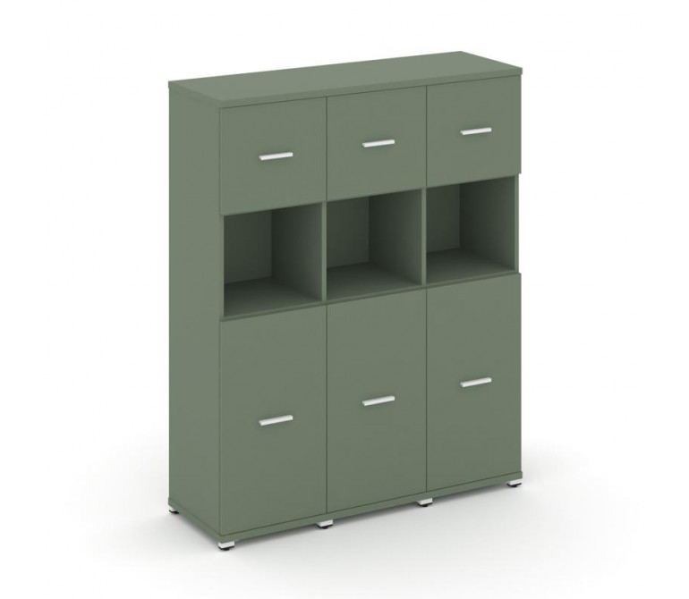 Концепт Шкаф 3 узкие секции, 4 ниши CN.STU-435 W Кобо NEW/Металл Белый 1252*420*1554