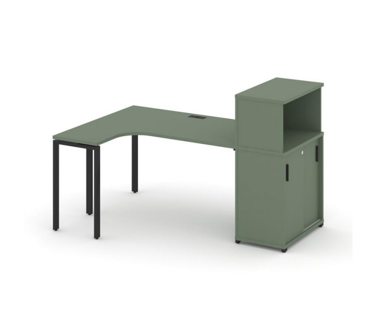 Концепт Стол эргономичный с опорным шкафом-купе с надставкой низ.  CN.SA-220(L) B Кобо NEW/Металл Че