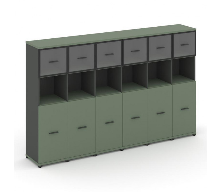 Концепт Шкаф 6 узких секций, 4 ниши CN.STU-465 RPB A Кобо NEW/Антрацит NEW/Металл Антрацит/Прозрачны