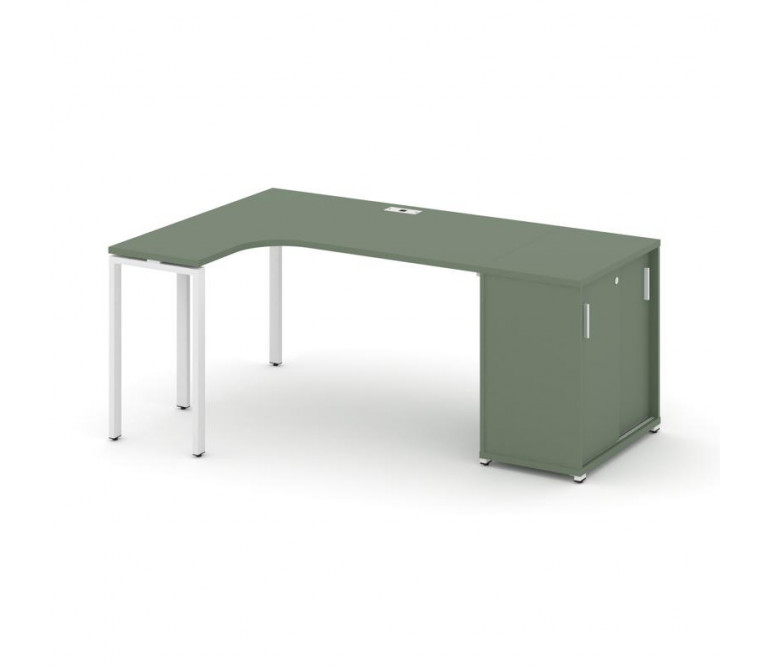 Концепт Стол эргономичный с опорным шкафом-купе  CN.SA-218(L) W Кобо NEW/Металл Белый 2000*1180*750