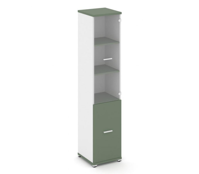 Концепт Шкаф 1 узкая секция, 5 ниш CN.STU.E-512 SP W Кобо NEW/Белый Бриллиант/Металл Белый/Прозрачны