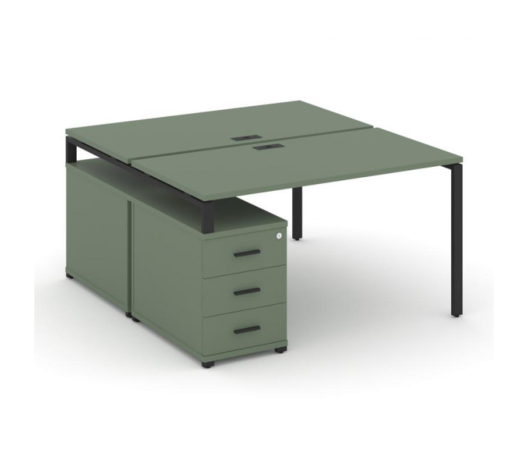 Концепт Рабочая станция 2 места с двухсторонней опорной тумбой CN.DRS-303 B Кобо NEW/Металл Черный 1