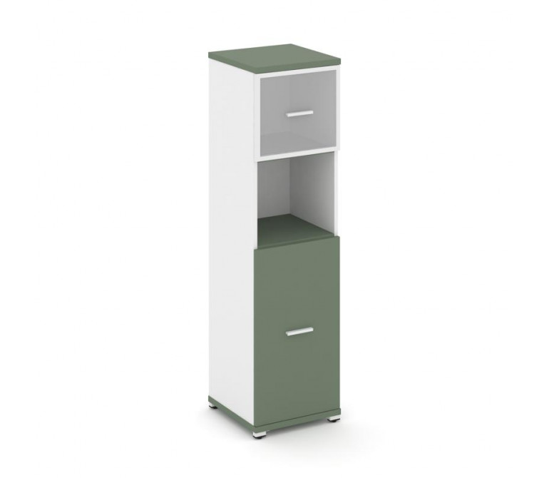 Концепт Шкаф 1 узкая секция, 4 ниши CN.STU-415 RMW W Кобо NEW/Белый Бриллиант/Металл Белый/Сатин 420