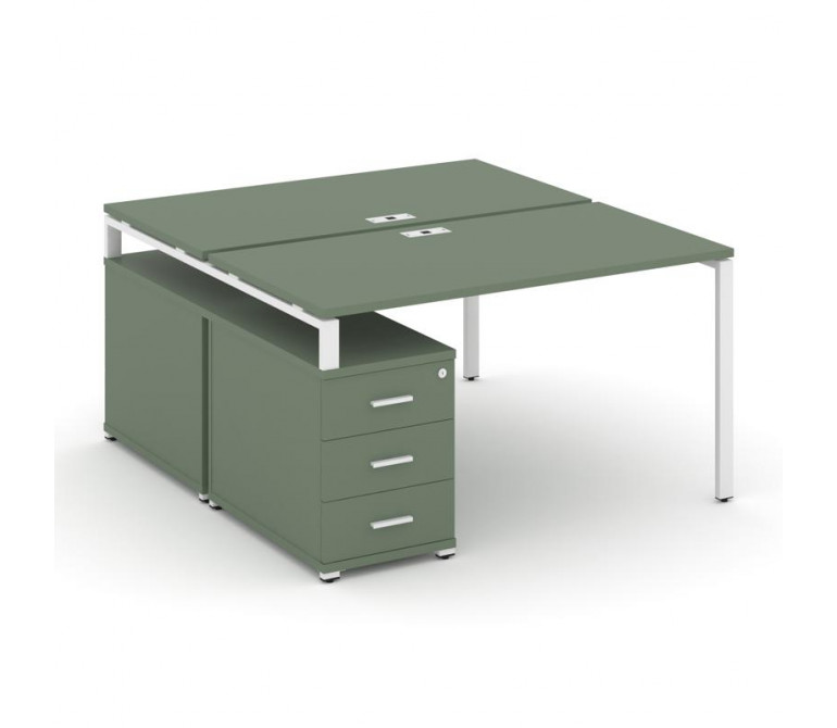 Концепт Рабочая станция 2 места с двухсторонней опорной тумбой CN.DRS-303 W Кобо NEW/Металл Белый 13