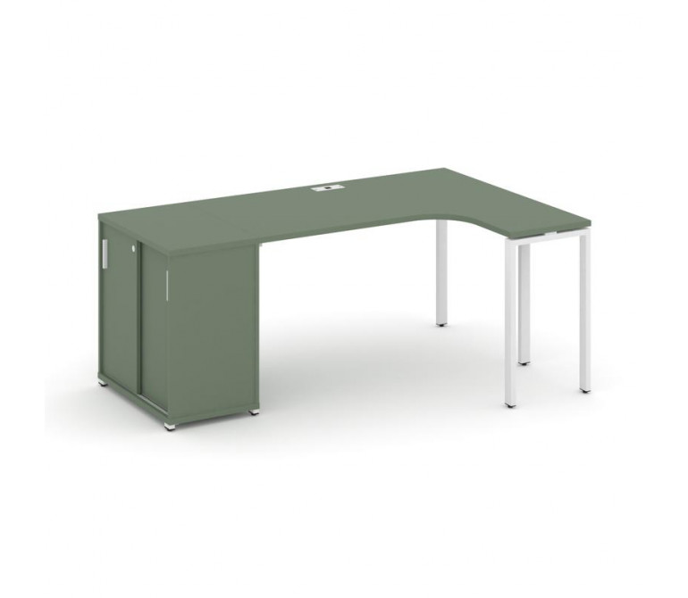 Концепт Стол эргономичный с опорным шкафом-купе  CN.SA-218(R) W Кобо NEW/Металл Белый 2000*1180*750