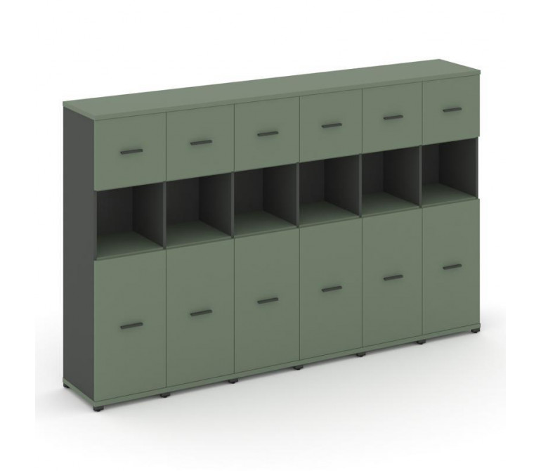 Концепт Шкаф 6 узких секций, 4 ниши CN.STU-465 A Кобо NEW/Антрацит NEW/Металл Антрацит 2500*420*1554
