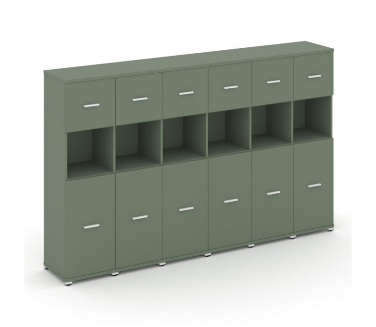 Концепт Шкаф 6 узких секций, 4 ниши CN.STU-465 W Кобо NEW/Металл Белый 2500*420*1554