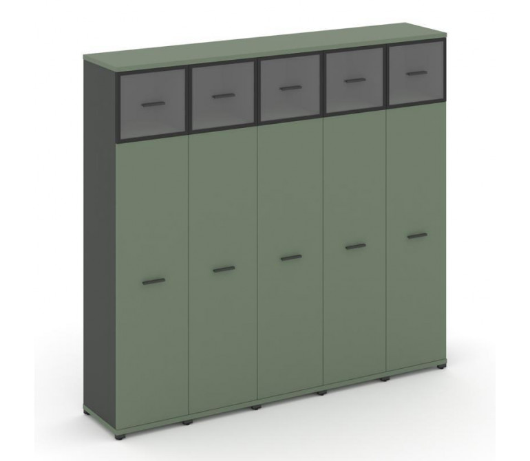 Концепт Шкаф 5 узких секций, 5 ниш CN.STU-557 RPB A Кобо NEW/Антрацит NEW/Металл Антрацит/Прозрачный