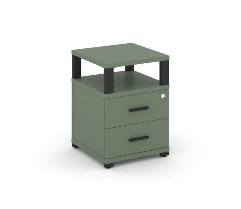 Концепт Тумба приставная 2 ящ. с надставкой CN.TUP-002 B Кобо NEW/Металл Черный 420*420*583