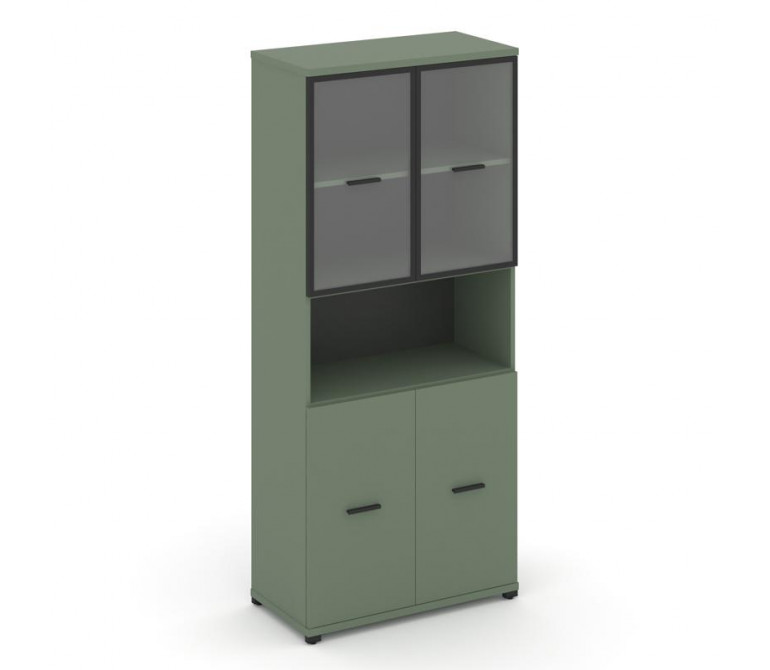 Концепт Шкаф 1 широкая секция, 5 ниш CN.STS.E-513 RPB B Кобо NEW/Металл Черный/Прозрачный 836*420*19