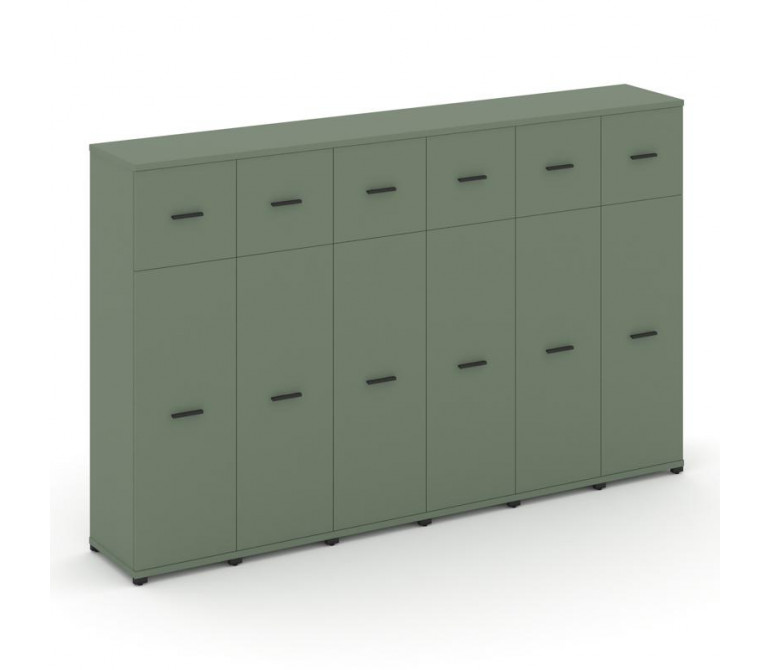 Концепт Шкаф 6 узких секций, 4 ниши CN.STU-464 B Кобо NEW/Металл Черный 2500*420*1554
