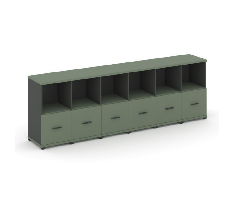 Концепт Шкаф 6 узких секций, 2 ниши CN.STU-261 A Кобо NEW/Антрацит NEW/Металл Антрацит 2500*420*818