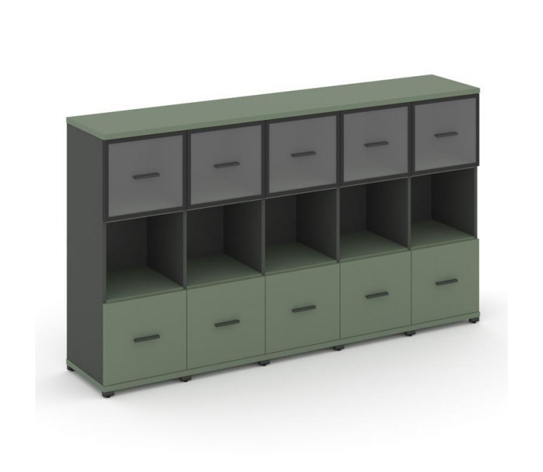 Концепт Шкаф 5 узких секций, 3 ниши CN.STU-355 RPB A Кобо NEW/Антрацит NEW/Металл Антрацит/Прозрачны